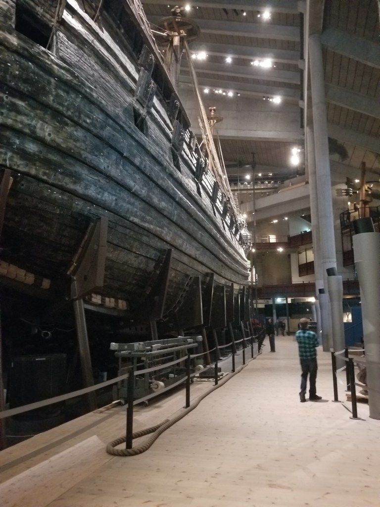 A photo of the Vasa Ship taken from below.