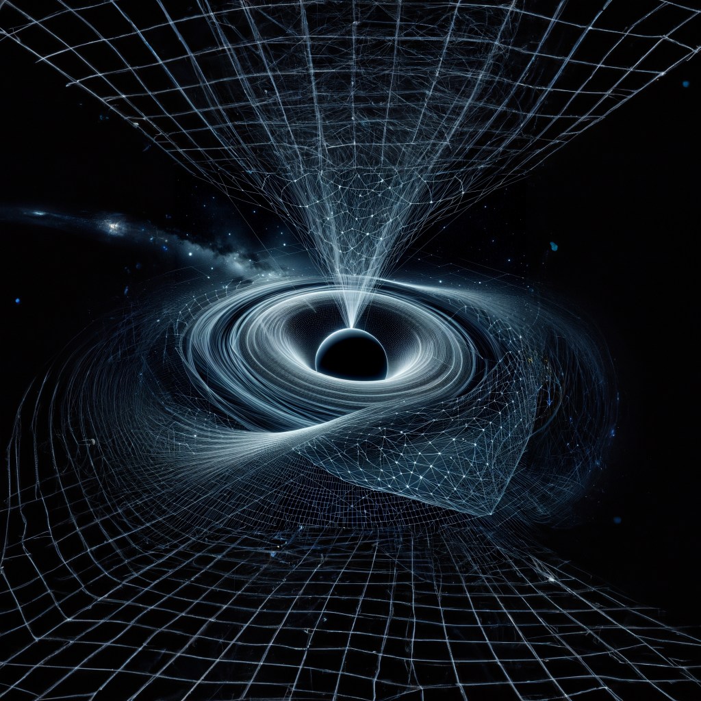 A depiction of a black hole surrounded by a space-time geometric grid that is bending due to gravity | The Bizarre Reality of Black Holes