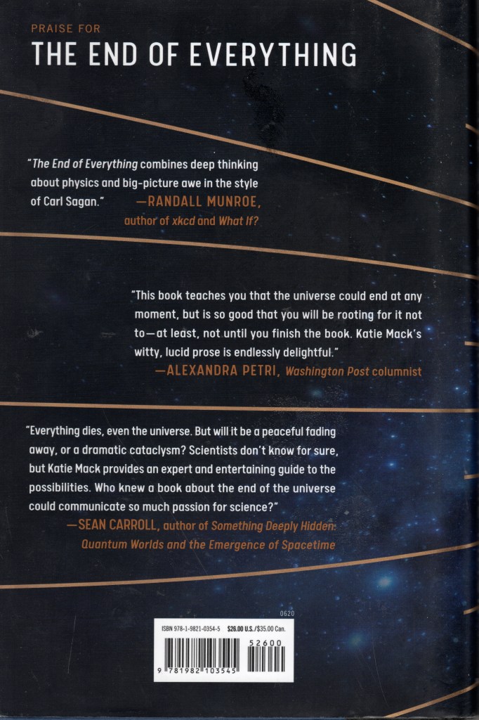 The back cover of The End of Everything by Katie Mack