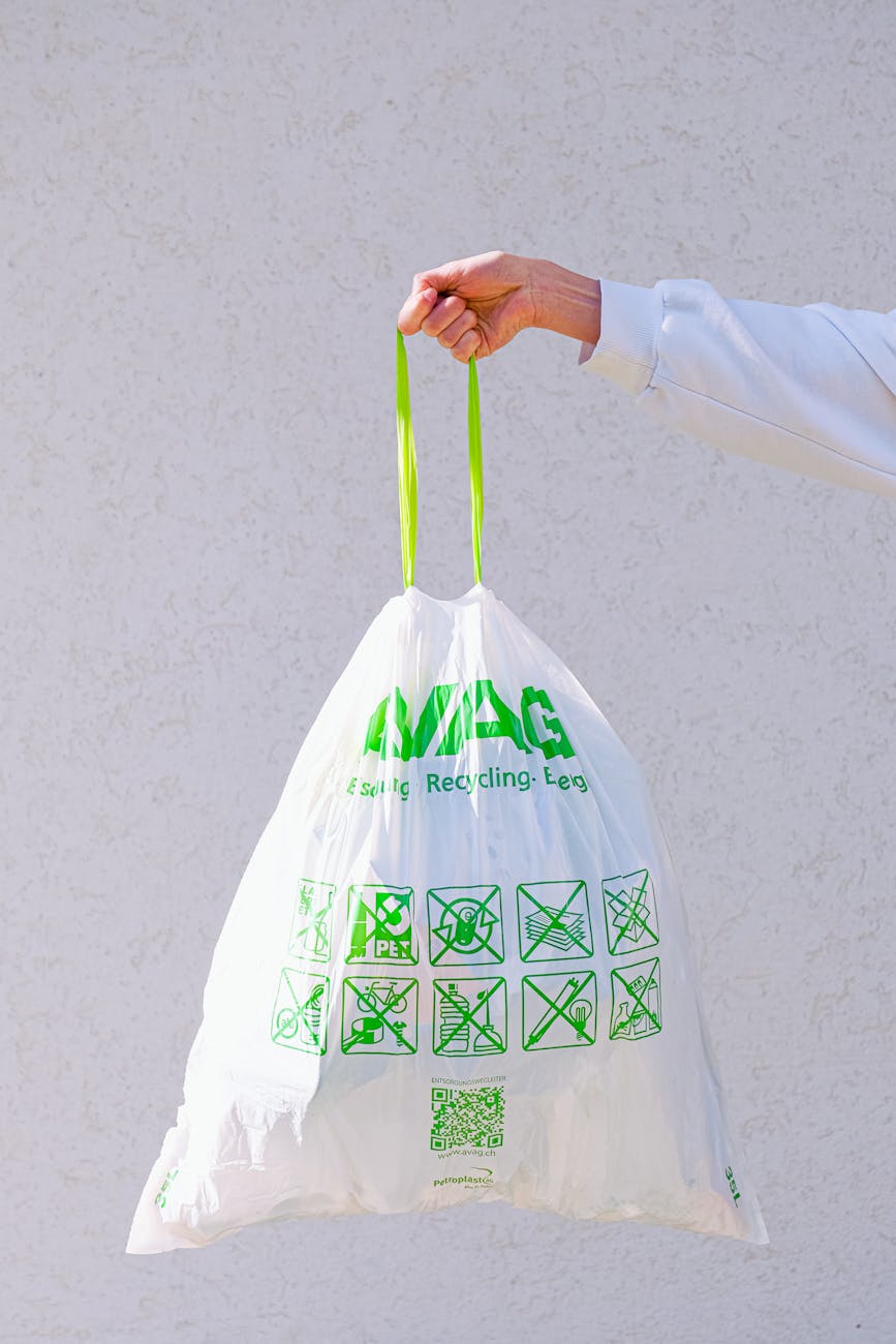 A filled recycling bag