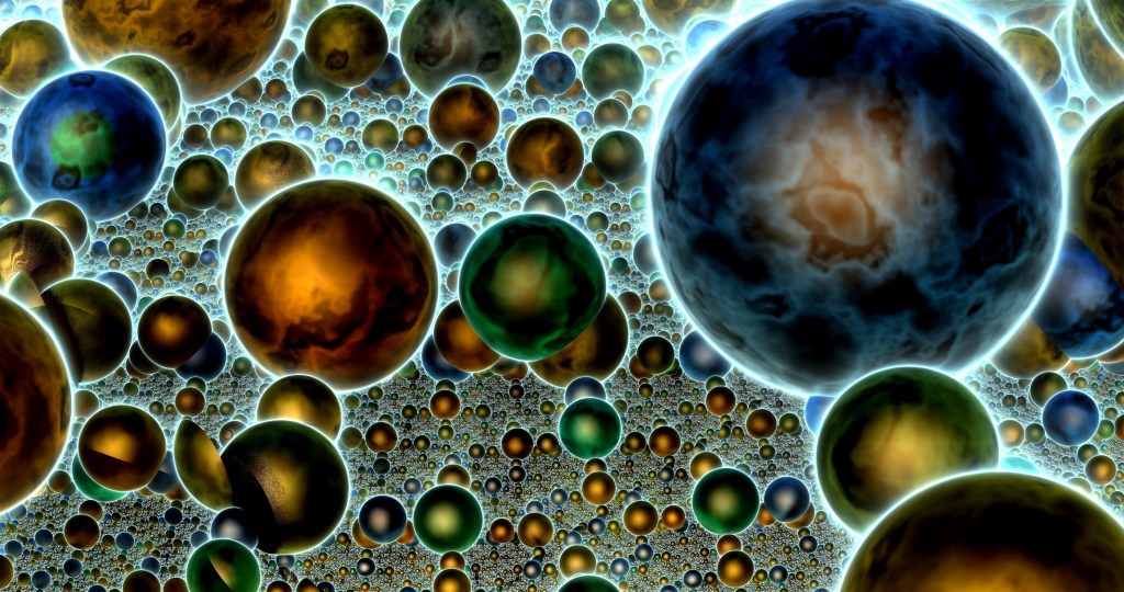 Thousands of universes represented as colorful balls | There is strong evidence for the Big Bang