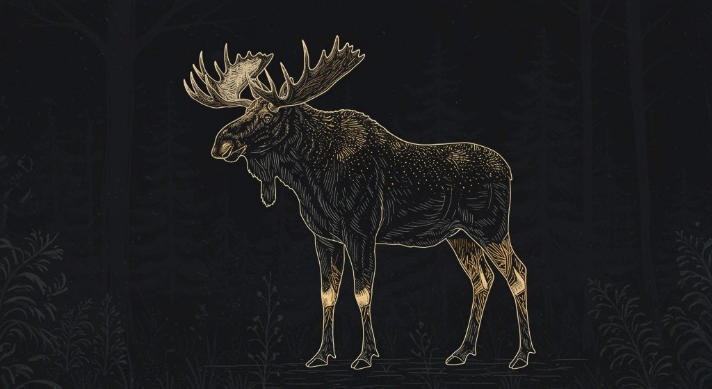 Dark illustration of a Scandinavian Bull Moose | The Moose or Elk Conundrum