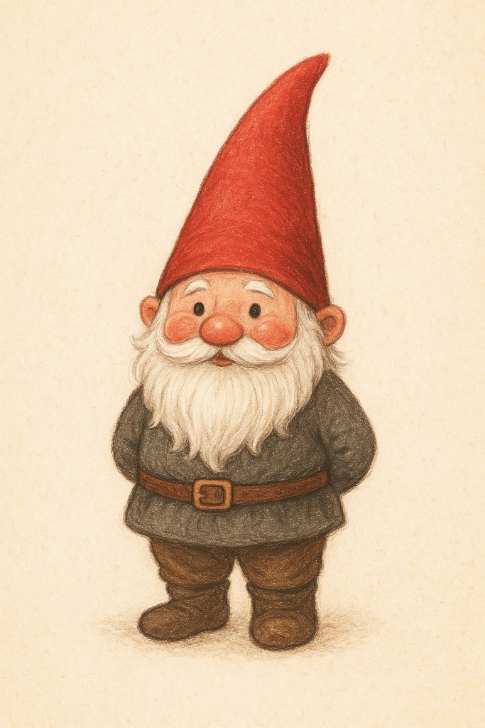 Tomte with a beard wearing a red pointed hat | Scandinavian Mythology