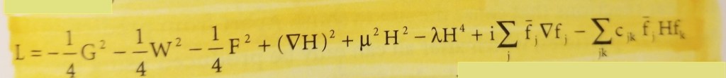 The Langrangian function that summarizes all of the propagators and interactions in the standard model.