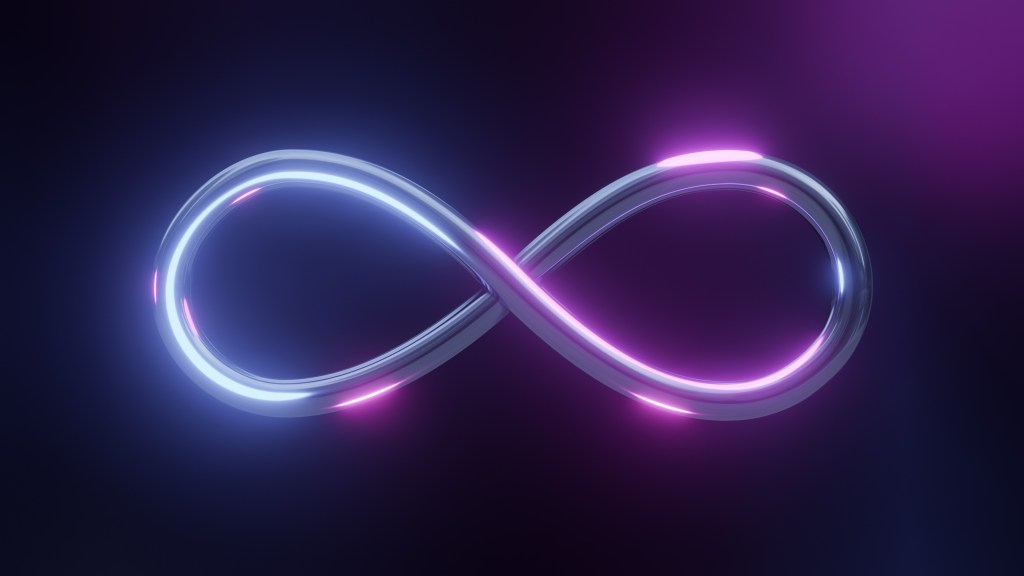 A neon infinity metaverse symbol. 3D illustration | Infinities Come in Different Sizes
