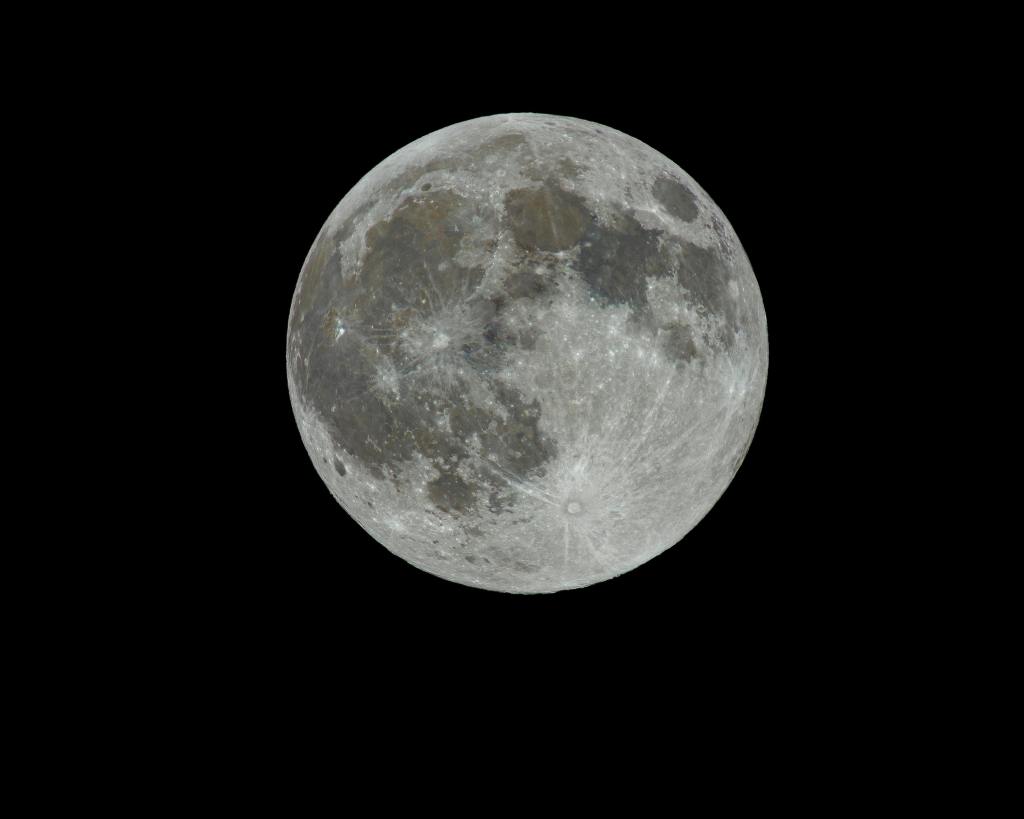 A close up photo of the near side of the moon.
