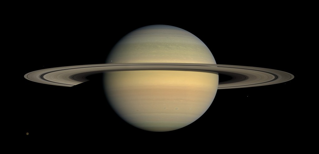 A photo of Saturn including the impressive rings.