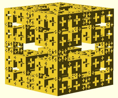 Looks like Menger cube but with different shapes.