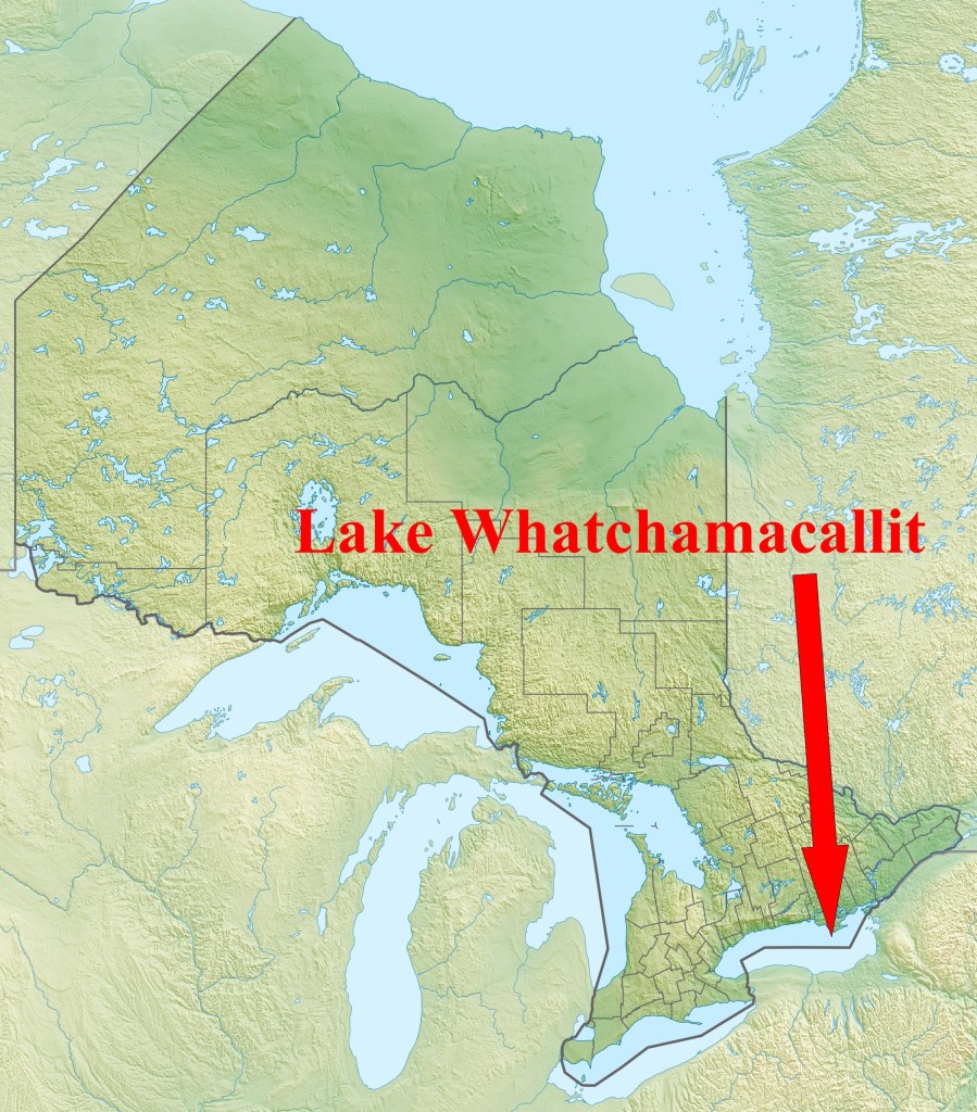 This is a map of the five great lakes. I added the name “Lake Whatchamacallit” in red with a red arrow to indicate which of the lakes I am referring to.