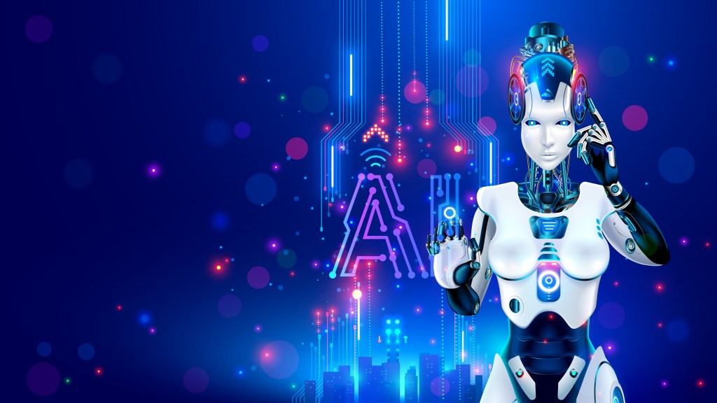 Serious, beautiful robot woman or girl cyborg looks in eyes. AI in image female electronic robotic humanoid machine.