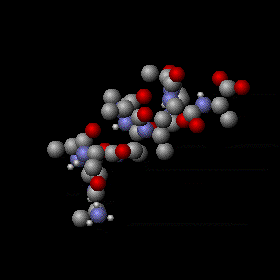 A vibrating protein molecule.